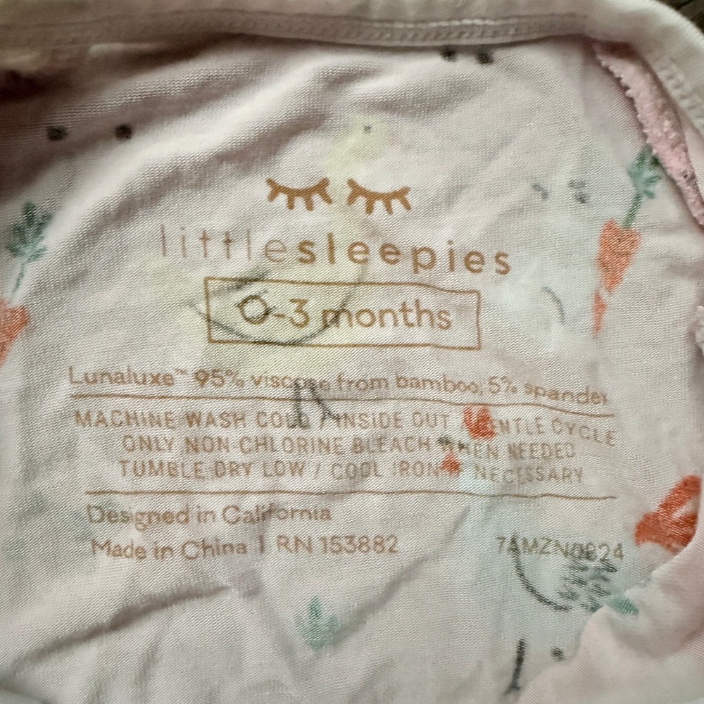 Little Sleepies Pink Farm Animals Bamboo Viscose Zippy,0-3 mo - Picture 2 of 6